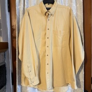Lands End Button Down Mens Size Lg‎ Tall 16 Yellow Casual Preppy Vintage 90s